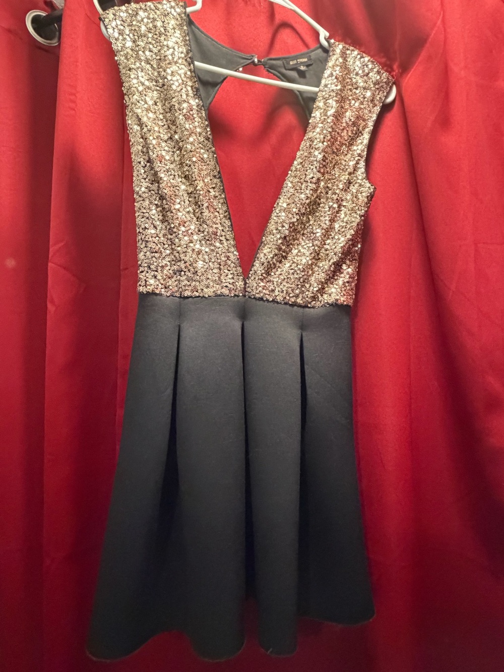 Miss Avenue Black Dress with Gold Sequin Bodice
